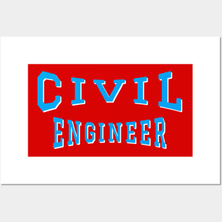 Civil Engineer in Turquoise Color Text Posters and Art